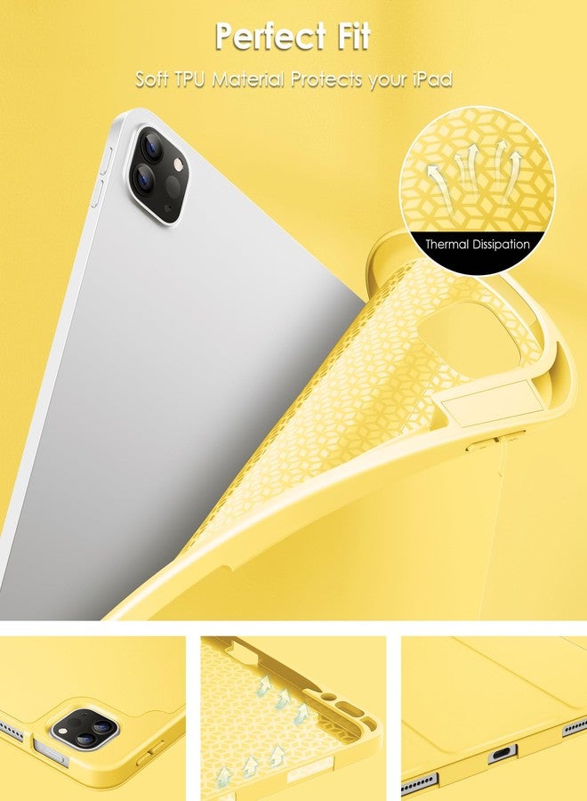 DTTO for iPad Air 13 Inch Case M3/M2 2025/2024, iPad Pro 12.9 Inch Case (6th/ 5th/ 4th/ 3rd Gen), Smart Slim Trifold Stand Soft Cover with Pencil Holder for iPad Air 13", Yellow - Image 5